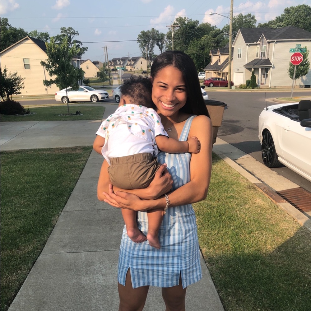 White and Blue Striped Dress
